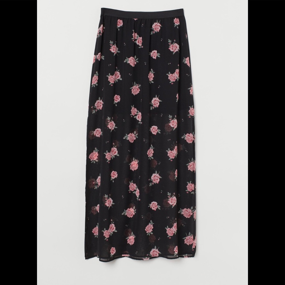 H&M Ankle-length Skirt Black Roses